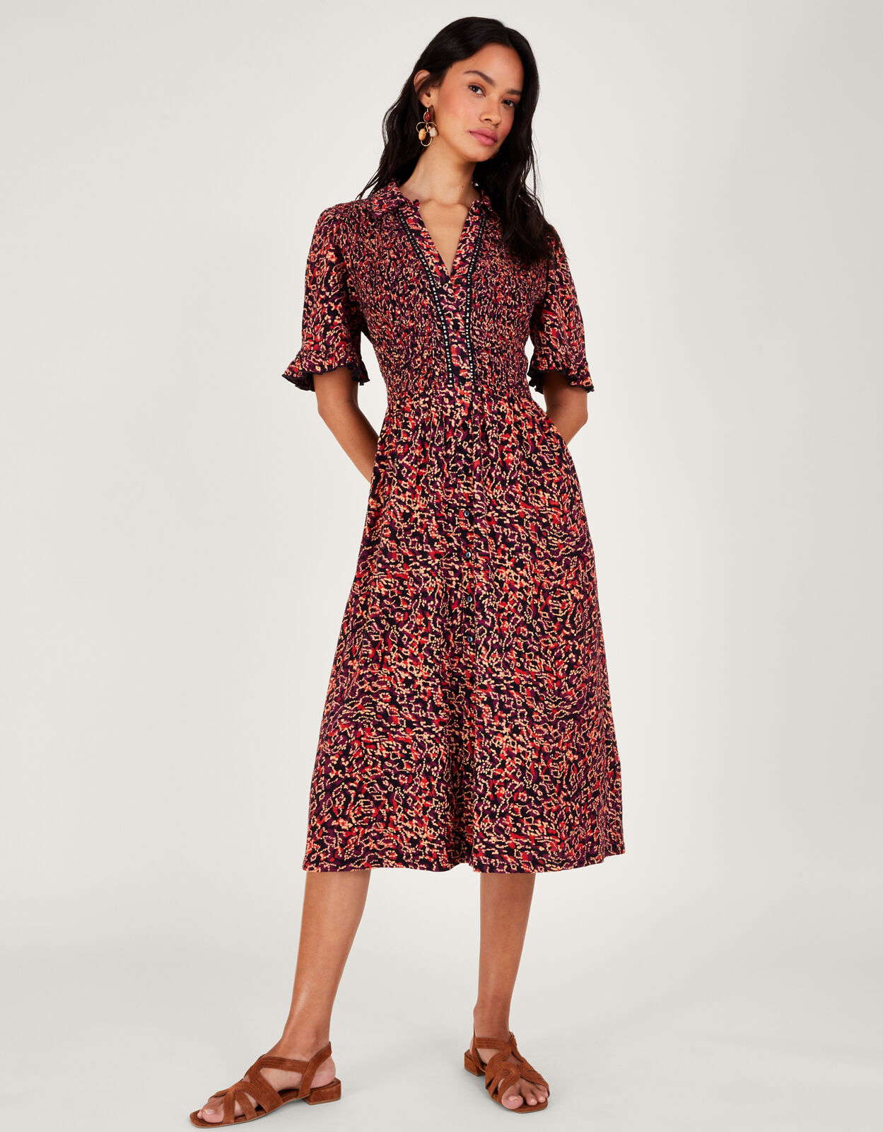 Red print shirt dress 2025