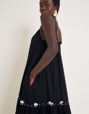 Sia Seashell Sleeveless Midi Dress, Black (BLACK), large