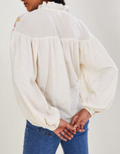 Colourful Embroidered Jersey Top, Ivory (IVORY), large