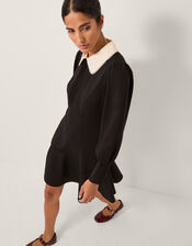 Priya Ponte Collar Mini Dress, Black (BLACK), large