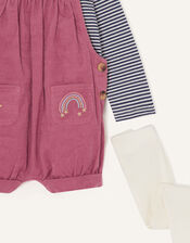 Baby Cord Embroidered Romper Set, Pink (PINK), large