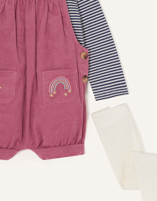 Baby Cord Embroidered Romper Set, Pink (PINK), large