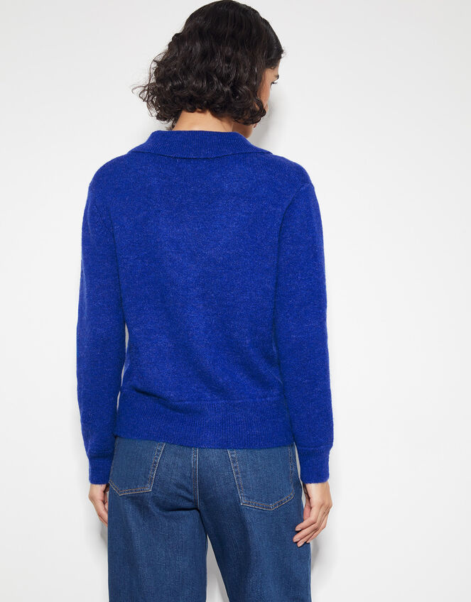 Cora V-Neck Collared Cardigan, Blue (COBALT), large