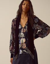 Hattie Metallic Jacquard Blouse, Blue (NAVY), large