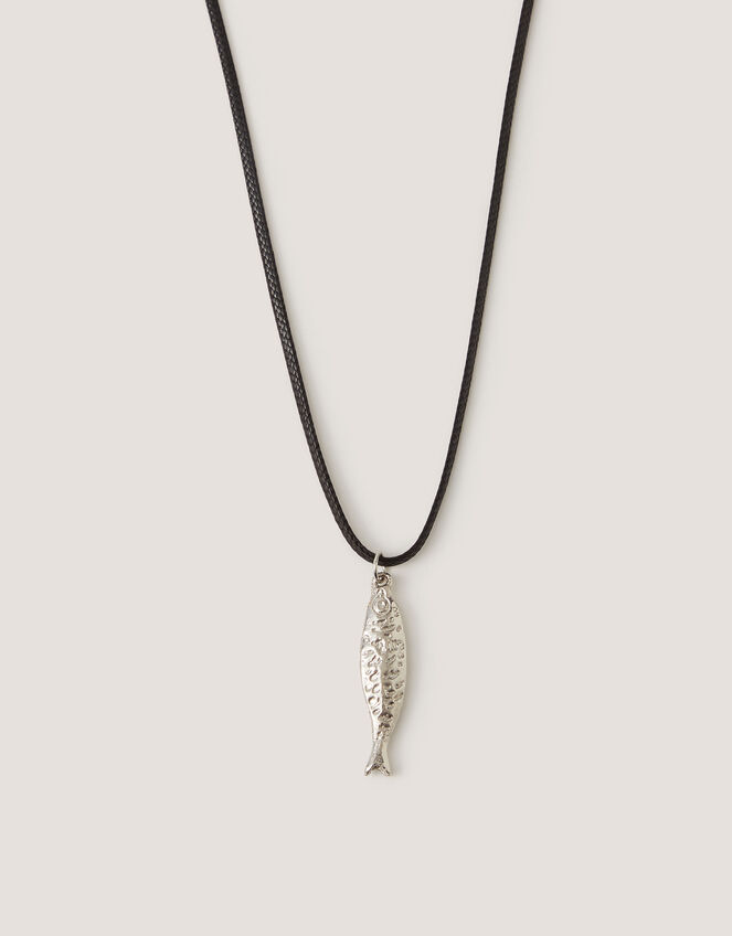 Fish Pendant Cord Necklace, , large