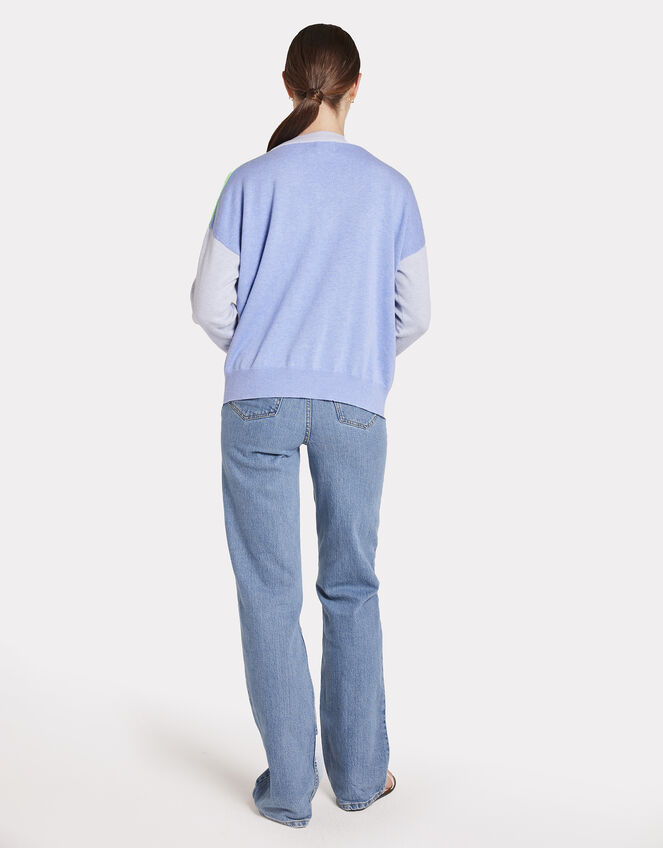 Wispr Summer Stripe V-Neck Jumper, Blue (BLUE), large