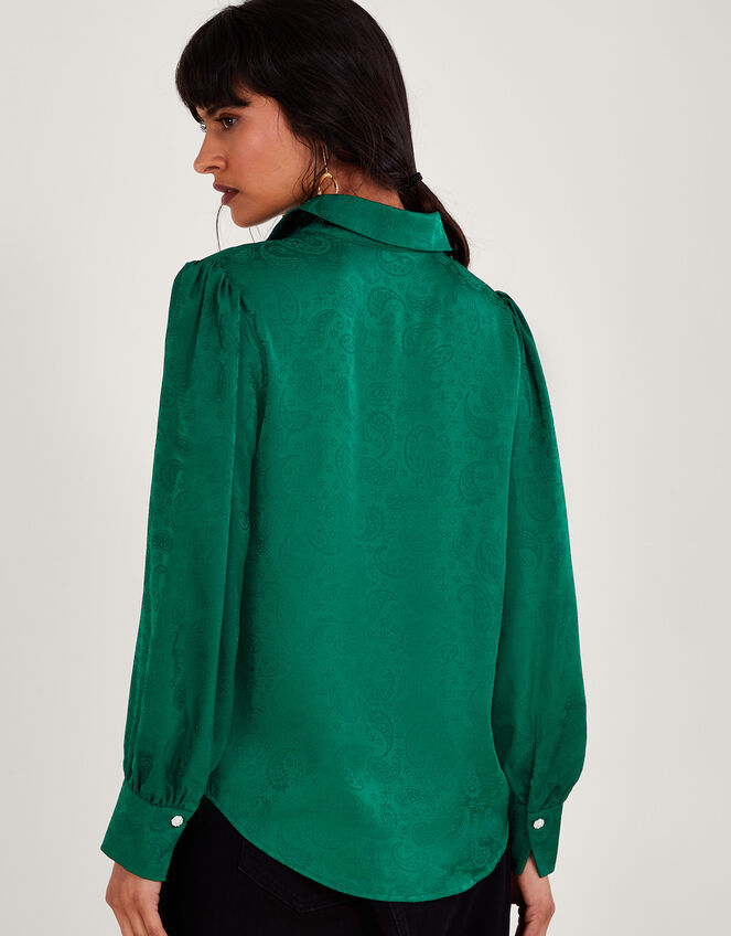 Sophia Satin Print Blouse , Green (GREEN), large