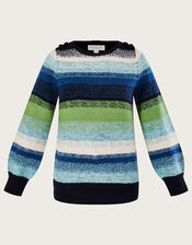 Stripe Jumper with Recycled Polyester, Green (GREEN), large