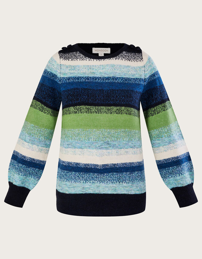 Stripe Jumper with Recycled Polyester, Green (GREEN), large