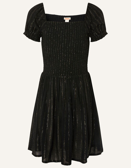 Sparkle Puff Sleeve Dress , Black (BLACK), large