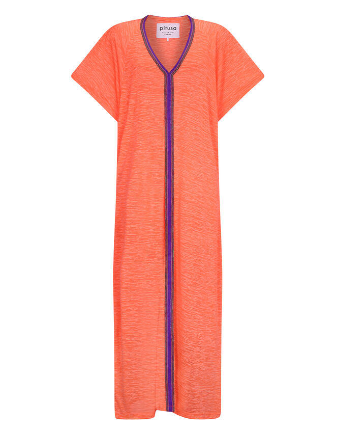 Pitusa Inca Abaya Maxi Sundress, Orange (CORAL), large