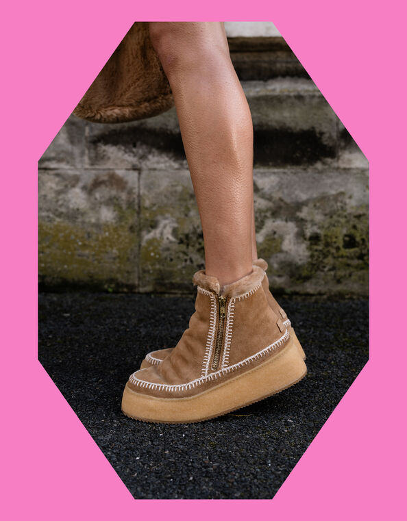 Laidback London Setsu Platform Suede Ankle Boots, Camel (BEIGE), large