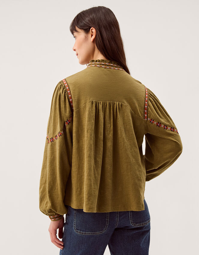 Fabia Embroidered Blouson Blouse Green