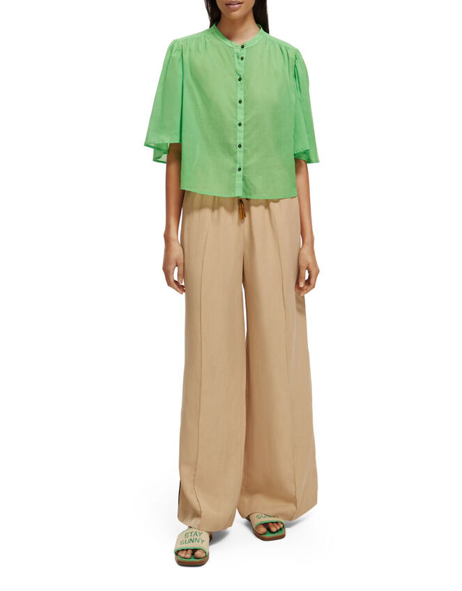 Scotch and Soda Flutter Sleeve Shirt, Green (GREEN), large