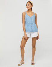 Alice Embroidered Cami in LENZING™ TENCEL™, Blue (BLUE), large