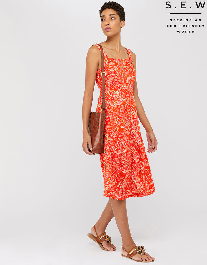 Misty Printed Midi Dress in LENZING™ ECOVERO™, Orange (ORANGE), large