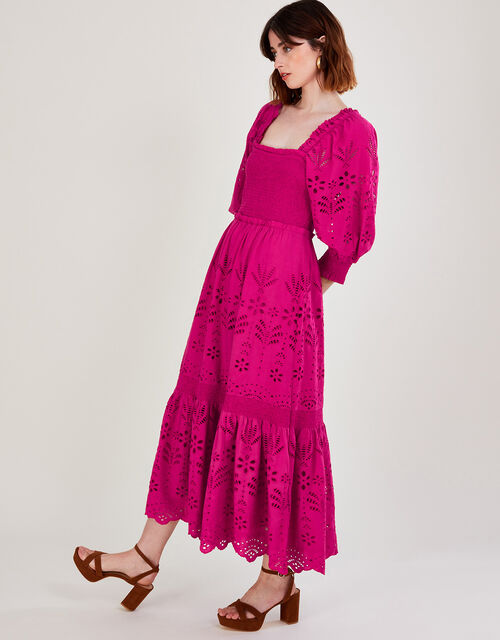 Meera Broderie Midi Dress, Pink (PINK), large