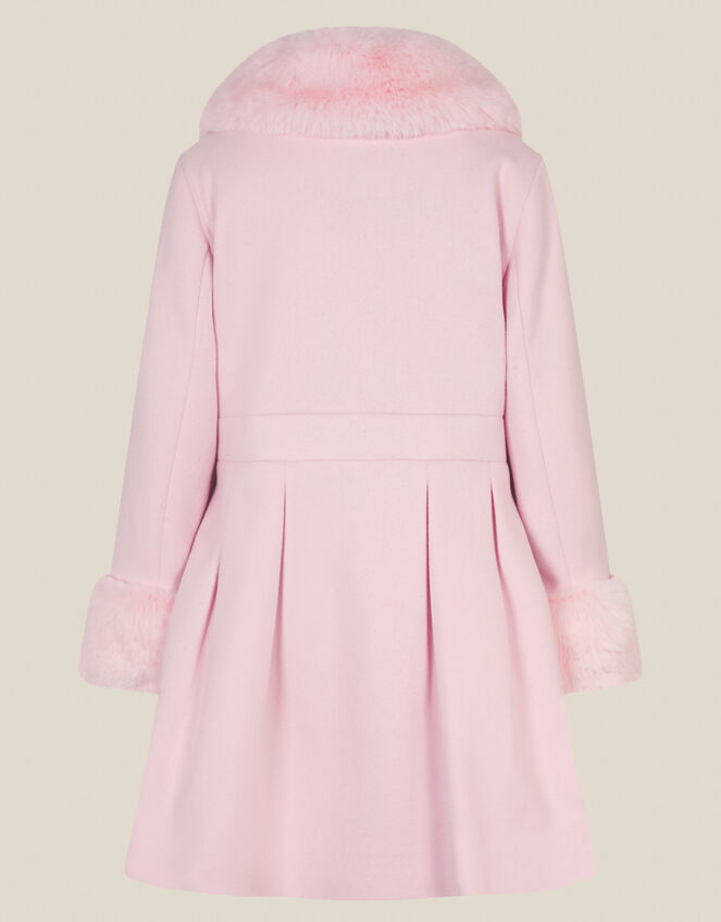 Isabella Faux Fur Collar Coat, Pink (PINK), large