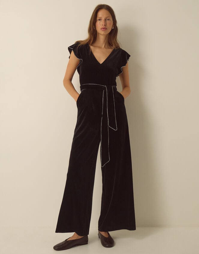 Dionne V Neck Velvet Jumpsuit