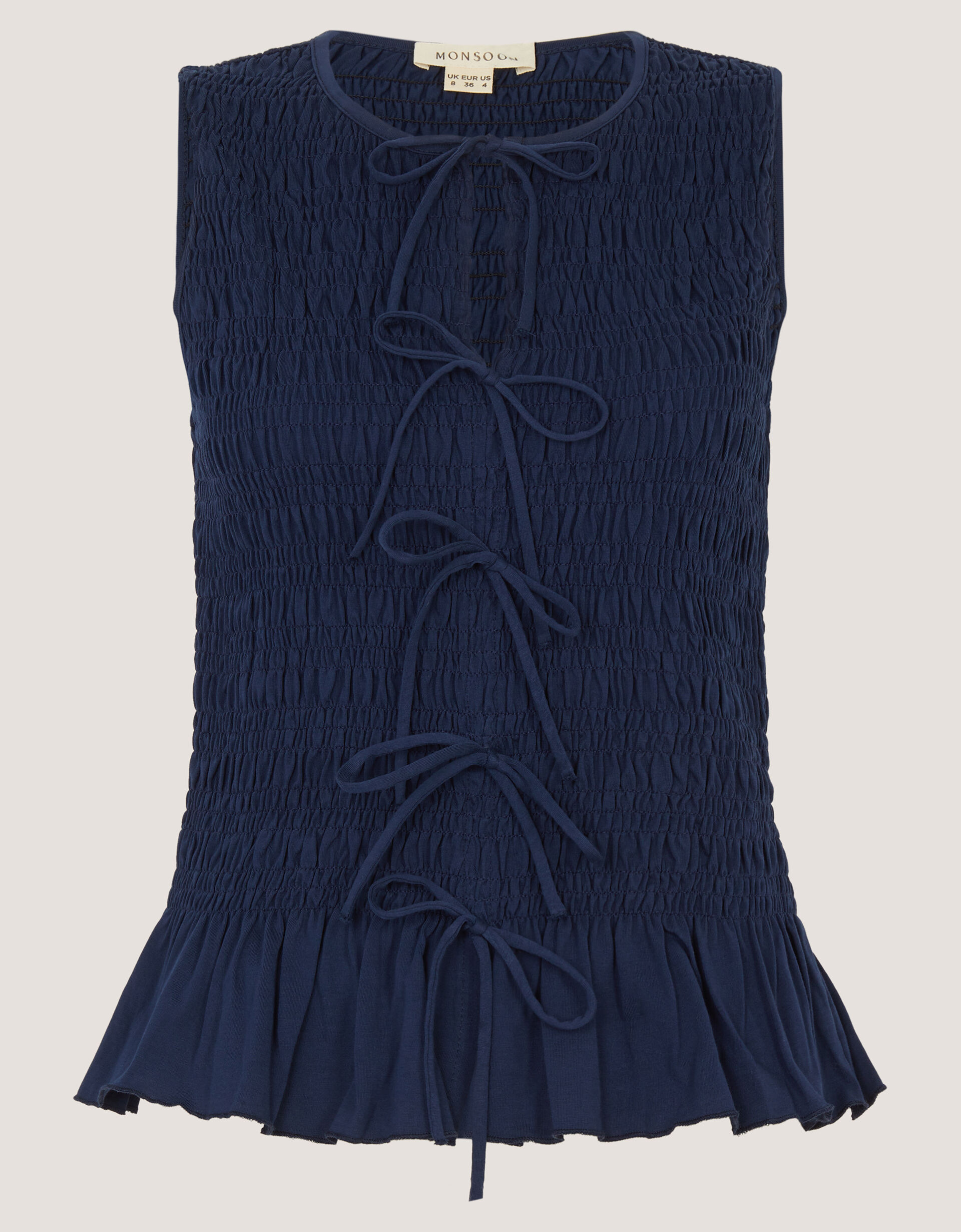 Steff Sleeveless Smocked Jersey Top Blue