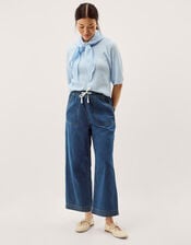 Heidi Drawstring Regular Wide Leg Jeans, Blue (MID AUTHENTIC BLUE), large