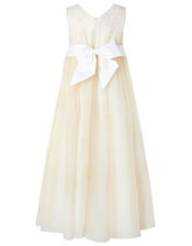 Lily Floral Maxi Dress with Glitter Skirt, Gold (GOLD), large