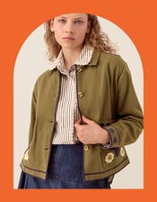 East Bella Floral Embroidered Jacket, Green (GREEN), large