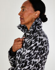Annie Animal Print Biker Jacket, Grey (GREY), large