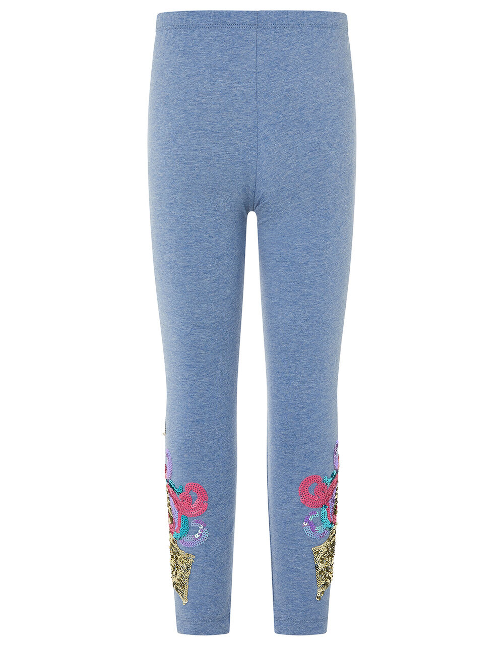 Rainbow Unicorn Leggings in Organic Cotton Blue Girls' Trousers