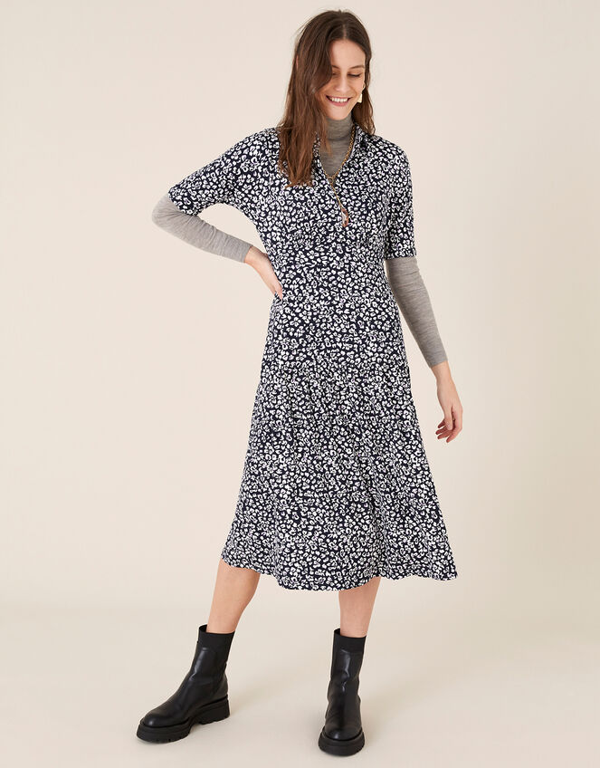 Salma Printed Midi Dress, Blue (BLUE), large