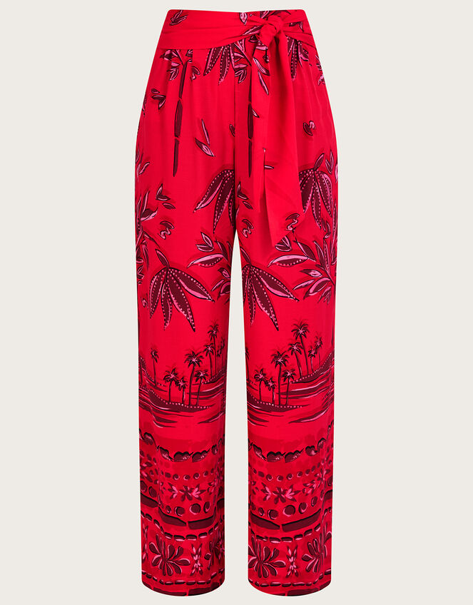 Pedra Palm Print Trousers, Red (RED), large