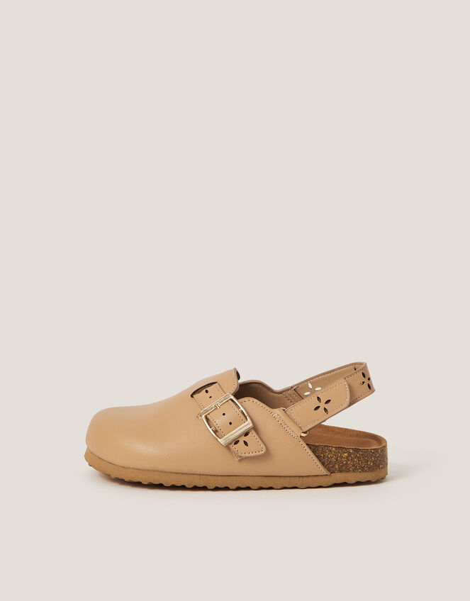 Cutwork Mule Clogs, Tan (TAN), large