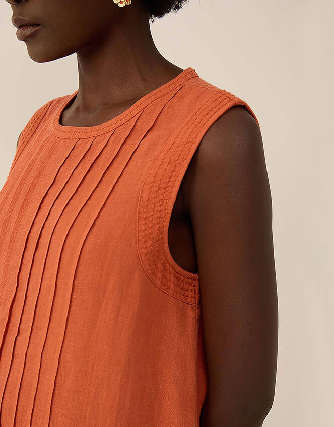 East Liza Sleeveless Linen Dress, Orange (ORANGE), large