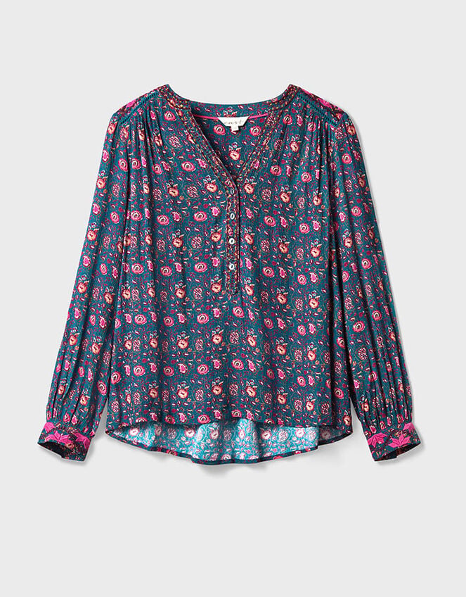 East Lyza Floral Top, Teal (TEAL), large