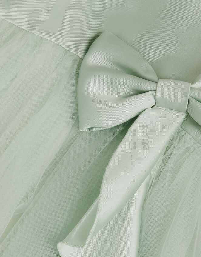 Winnie Satin Bow Party Dress, Green (SAGE), large