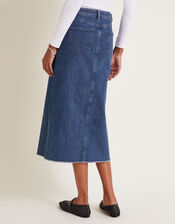 Sasha Split Denim Midi Skirt, Blue (DENIM BLUE), large