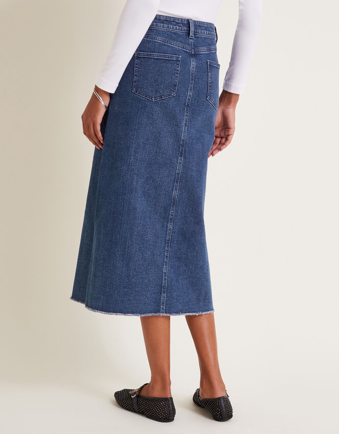 Sasha Split Denim Midi Skirt, Blue (DENIM BLUE), large