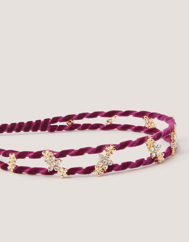 Ruby Floral Embellished Twisted Headband, , large