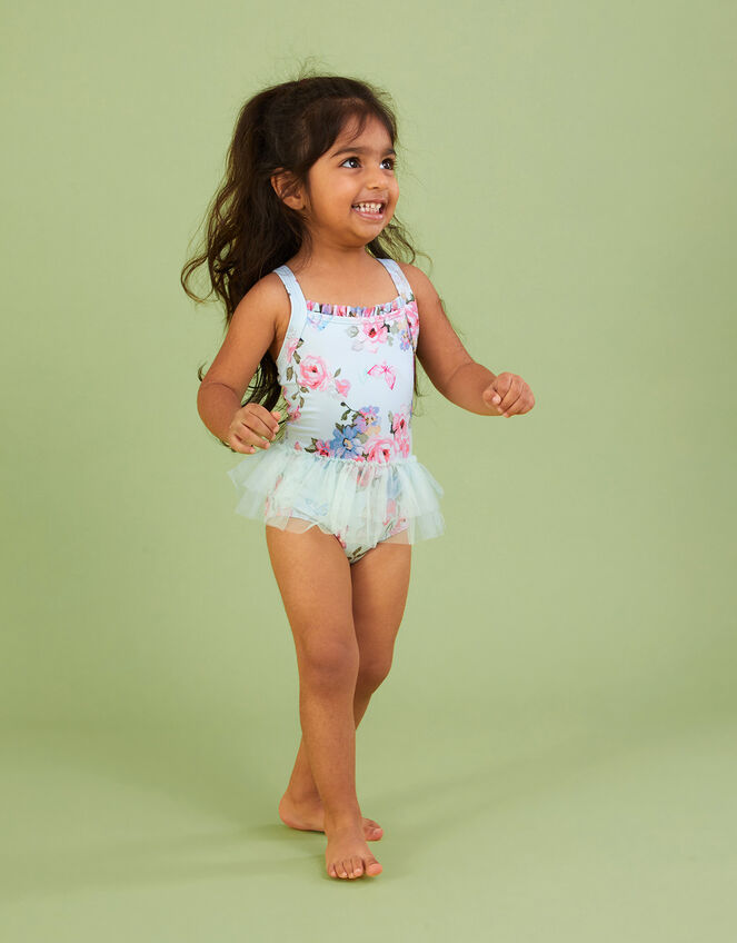 Baby Posey Floral Skirt Swimsuit Green Baby Girl Beach & Swimwear Monsoon UK.