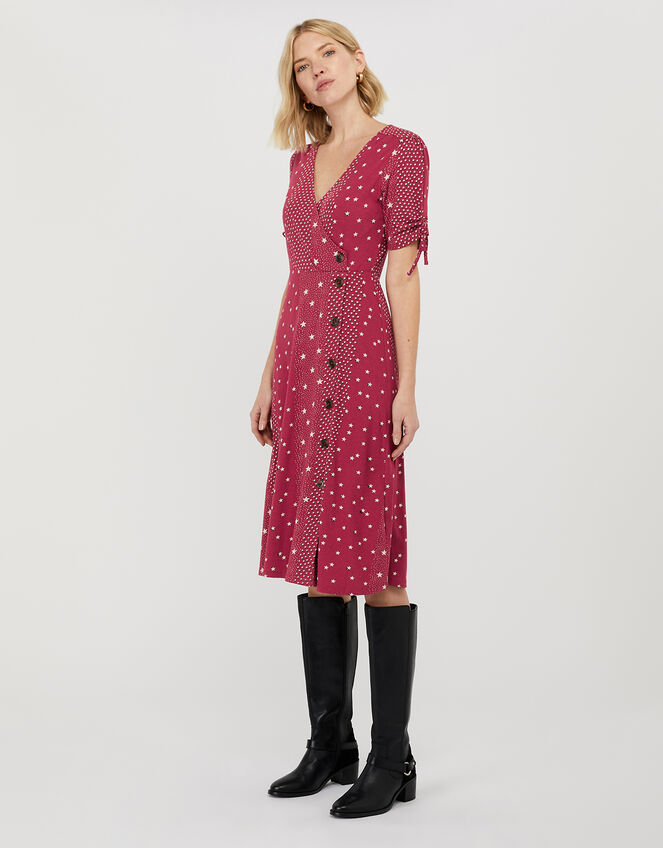 Sarai Star Print Jersey Midi Dress Red | Day Dresses | Monsoon UK.