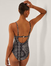 Macie Shell Print Swimsuit, Black (BLACK), large