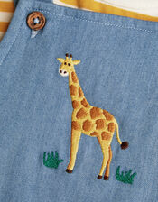 Newborn Denim Giraffe Romper, Blue (BLUE), large