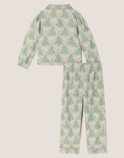 Christmas Tree Print Long Pyjamas Set, Green (GREEN), large