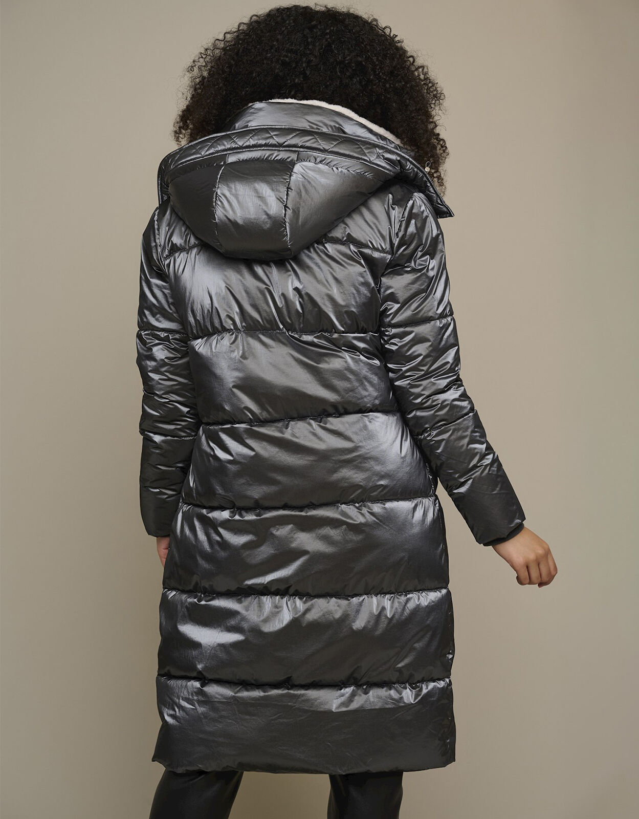 Rino and Pelle Metallic Padded Coat Grey