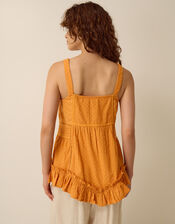 Nixie Broderie Frill Cami Top, Orange (ORANGE), large