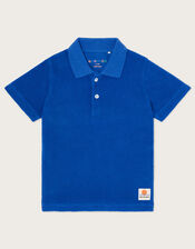 Towelling Polo T-Shirt, Blue (BLUE), large