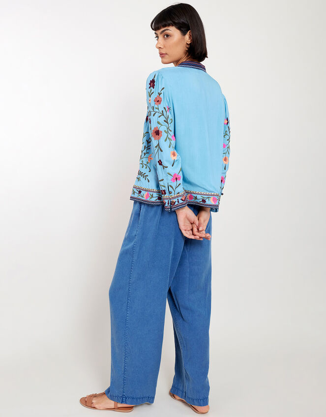 East Floral Embroidered Jacket, Blue (BLUE), large