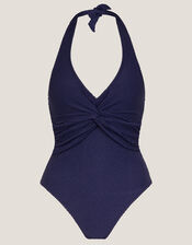 Alicia Rib Halter Swimsuit, Blue (NAVY), large