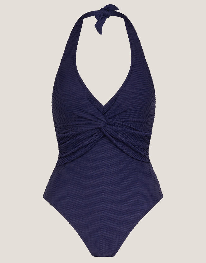 Alicia Rib Halter Swimsuit, Blue (NAVY), large