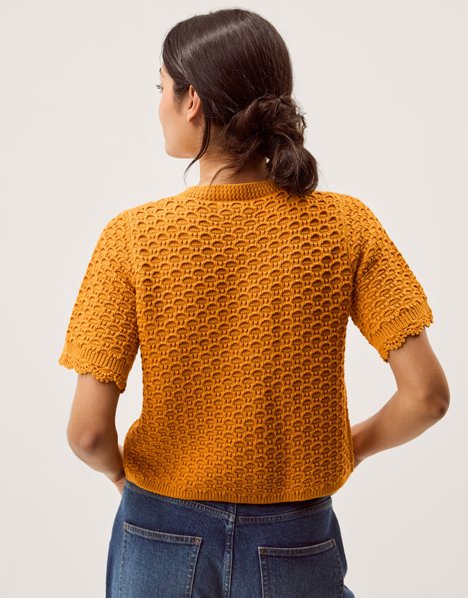 Sarna Textured Knit Cardigan, Yellow (OCHRE), large